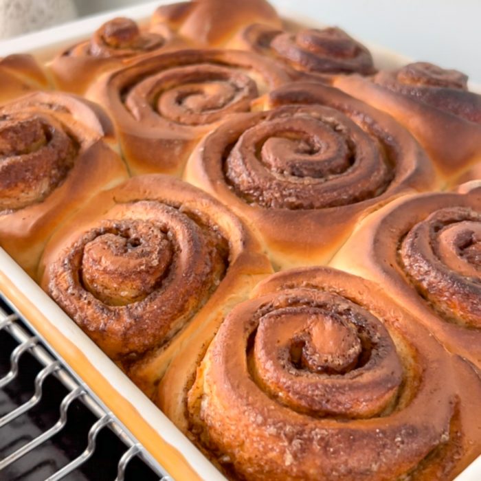 Delicious Cinnamon Buns with a Light Cream Frosting